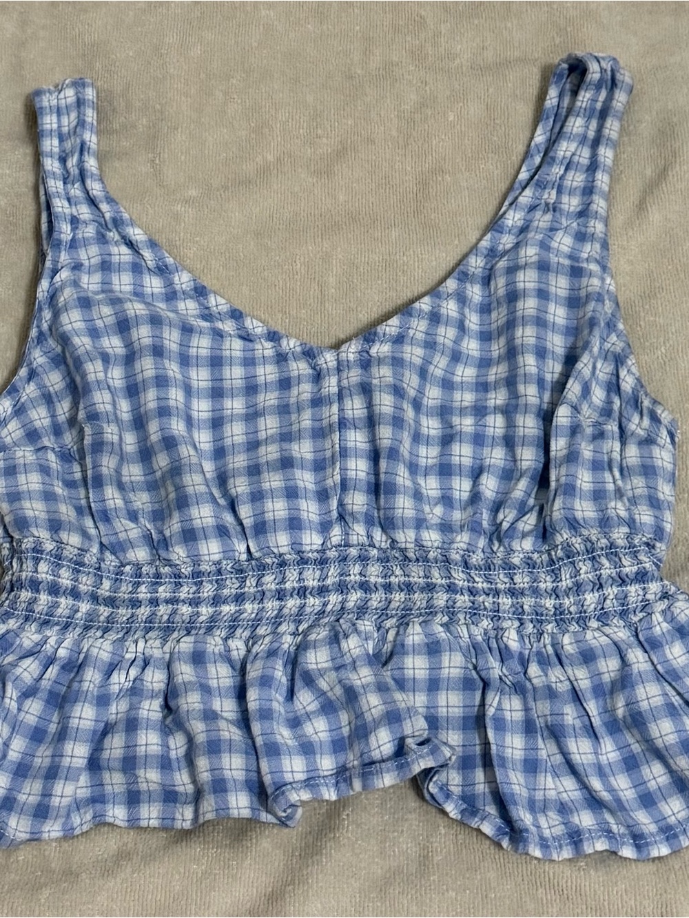 Hollister Blue and White Plaid Girls One-Piece Romper